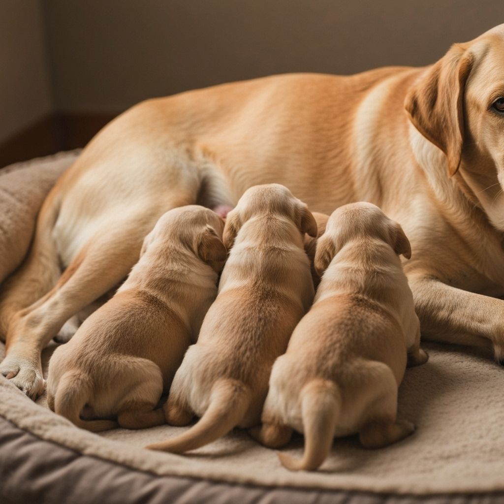 Novorozená štěňata labradorů